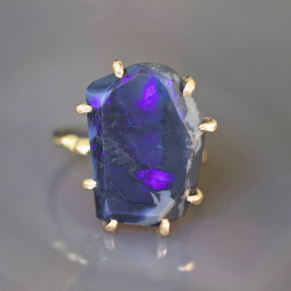 Australian Dark Opal Large Stone Ring