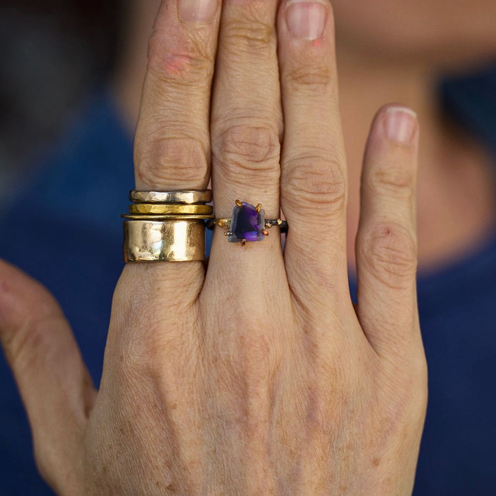 Australian Dark Opal Small Stone Ring
