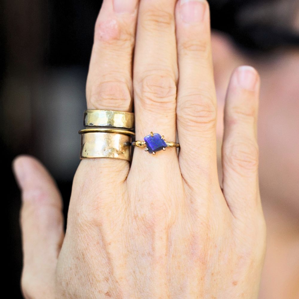 Australian Dark Opal Small Stone Ring