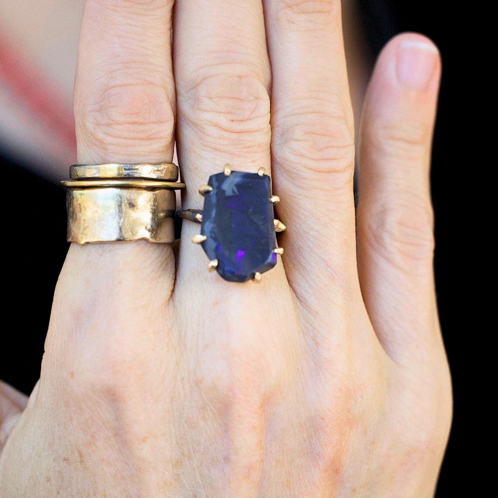Australian Dark Opal Large Stone Ring