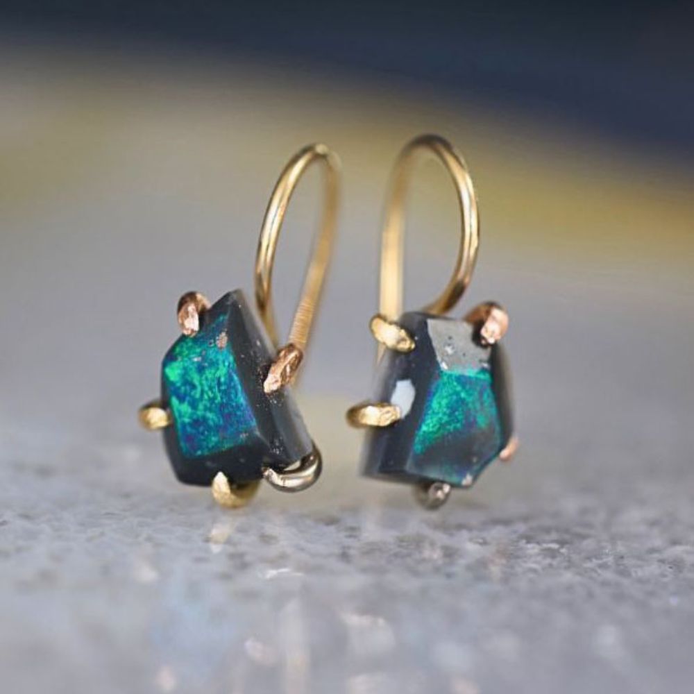 Australia Dark Opal Hook Earrings