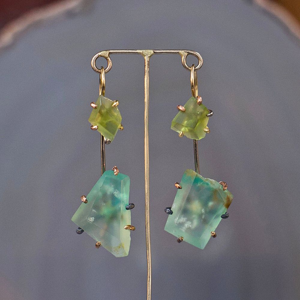 Peridot and Gem Silica Day to Night Earring Set