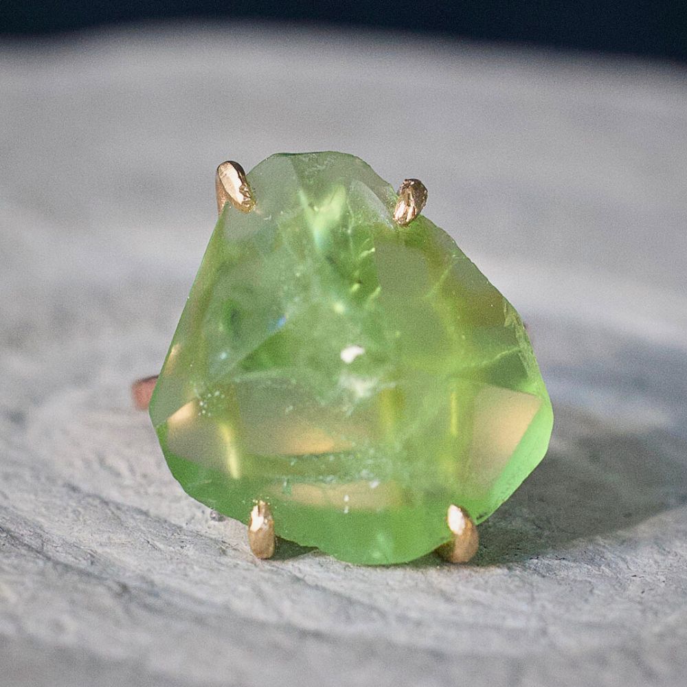 Peridot Large Stone Ring on a Rose Gold Band