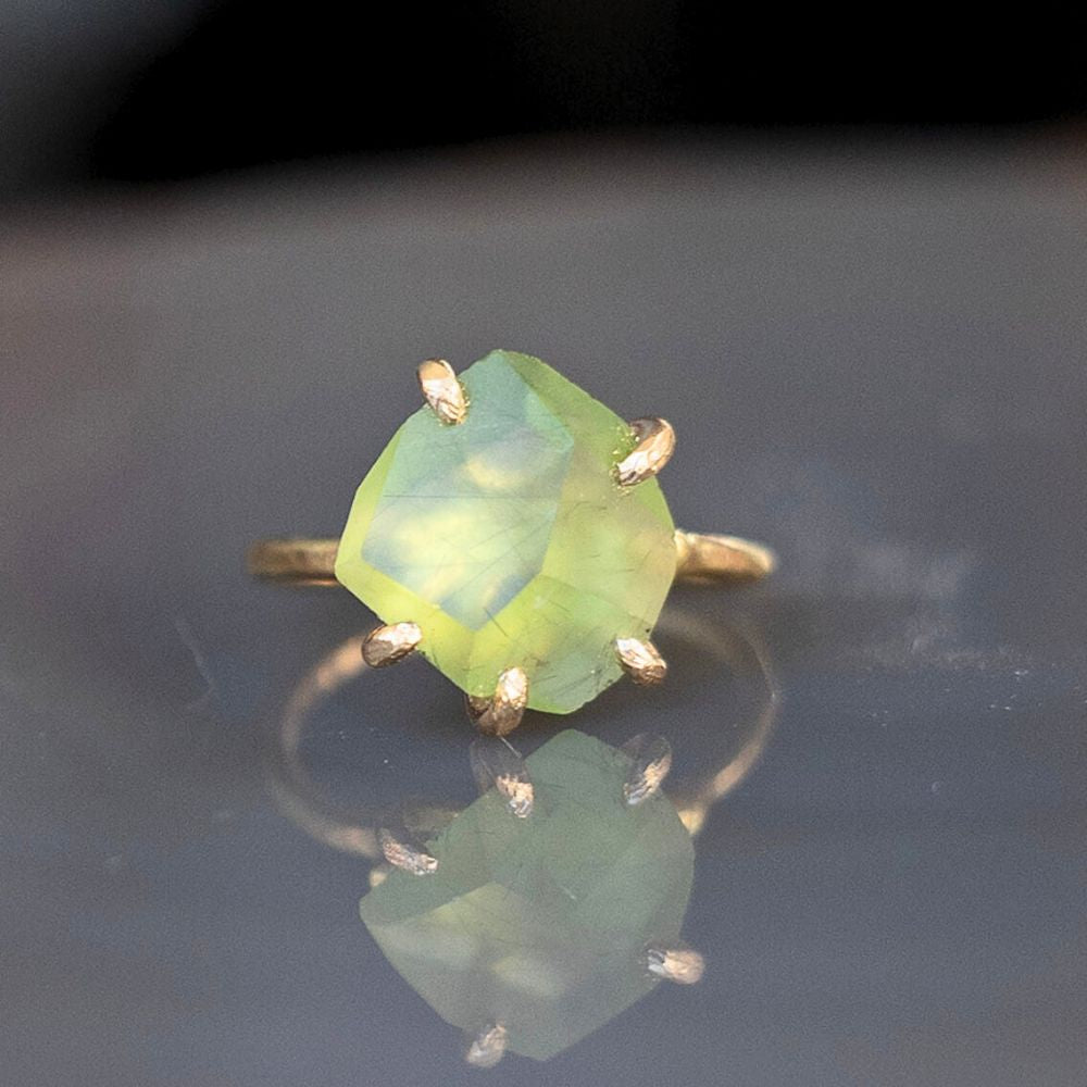 Peridot Medium Stone Ring on a Yellow Gold Band
