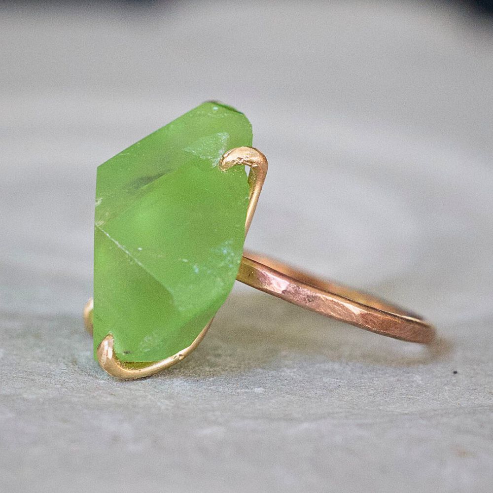 Peridot Large Stone Ring on a Rose Gold Band