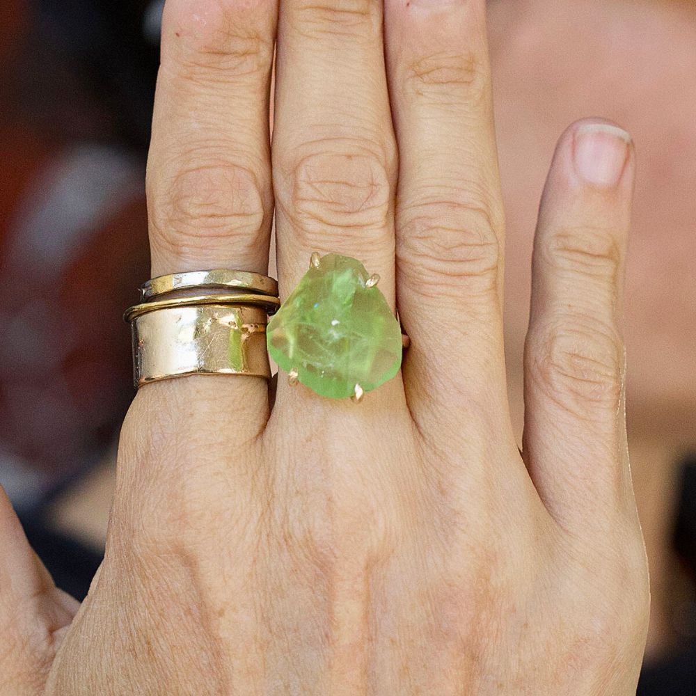 Peridot Large Stone Ring on a Rose Gold Band