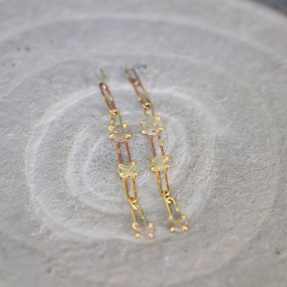 Polki Diamond Slice Long Drop Earrings