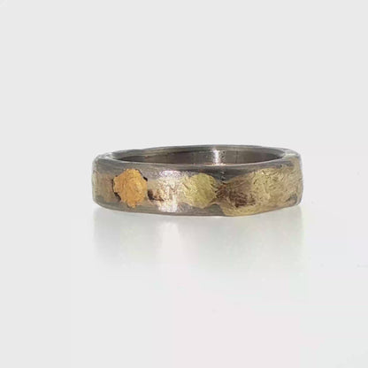 Palladium and Gold Heavy Seamed Band