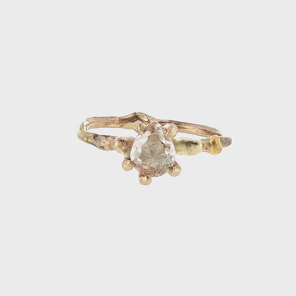 Peach Pear Shaped .9ct Rose Cut Diamond on a 14k Yellow Gold Band