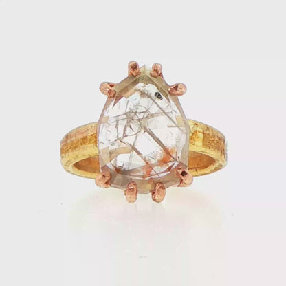 Peach 4.55CT Shield Shaped Rose Cut Diamond on our High Karat Linear Band