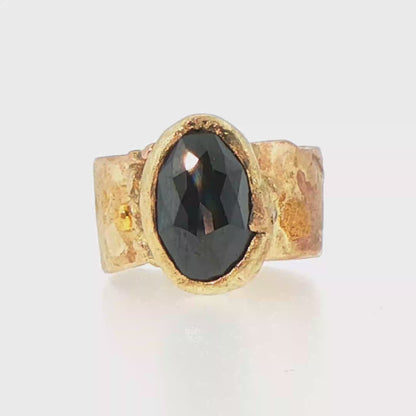 Natural Black 4.62CT Diamond Ring on a 9MM Gold Cigar Band