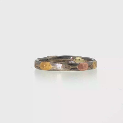 Palladium and Gold Skinny Seamed Band
