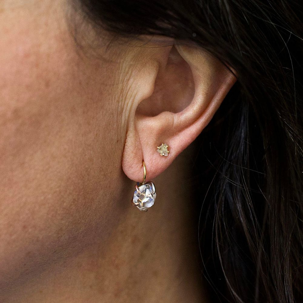 Herkimer Quartz Hook Earrings