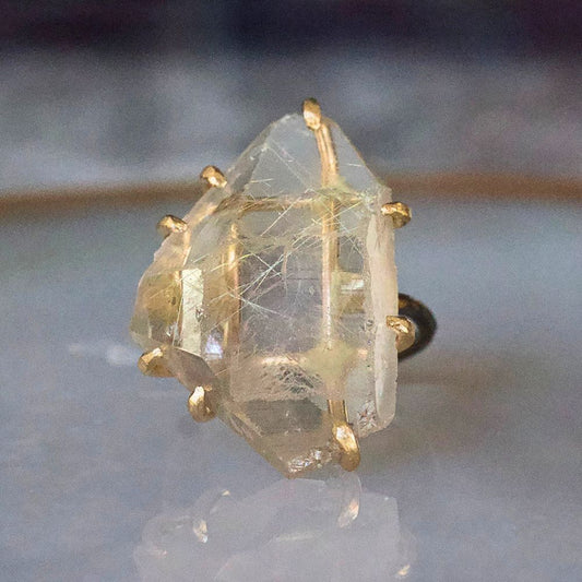 Rutilated Quartz Large Stone Ring