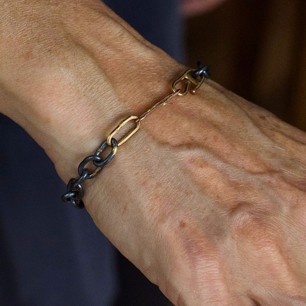 Mixed Metal Rolo Link Bracelet