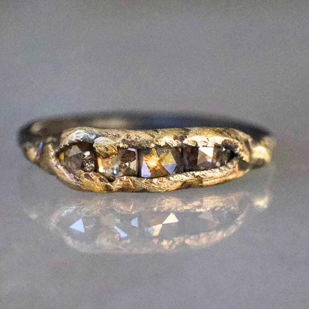 Cognac Rose Cut Diamond Band  05