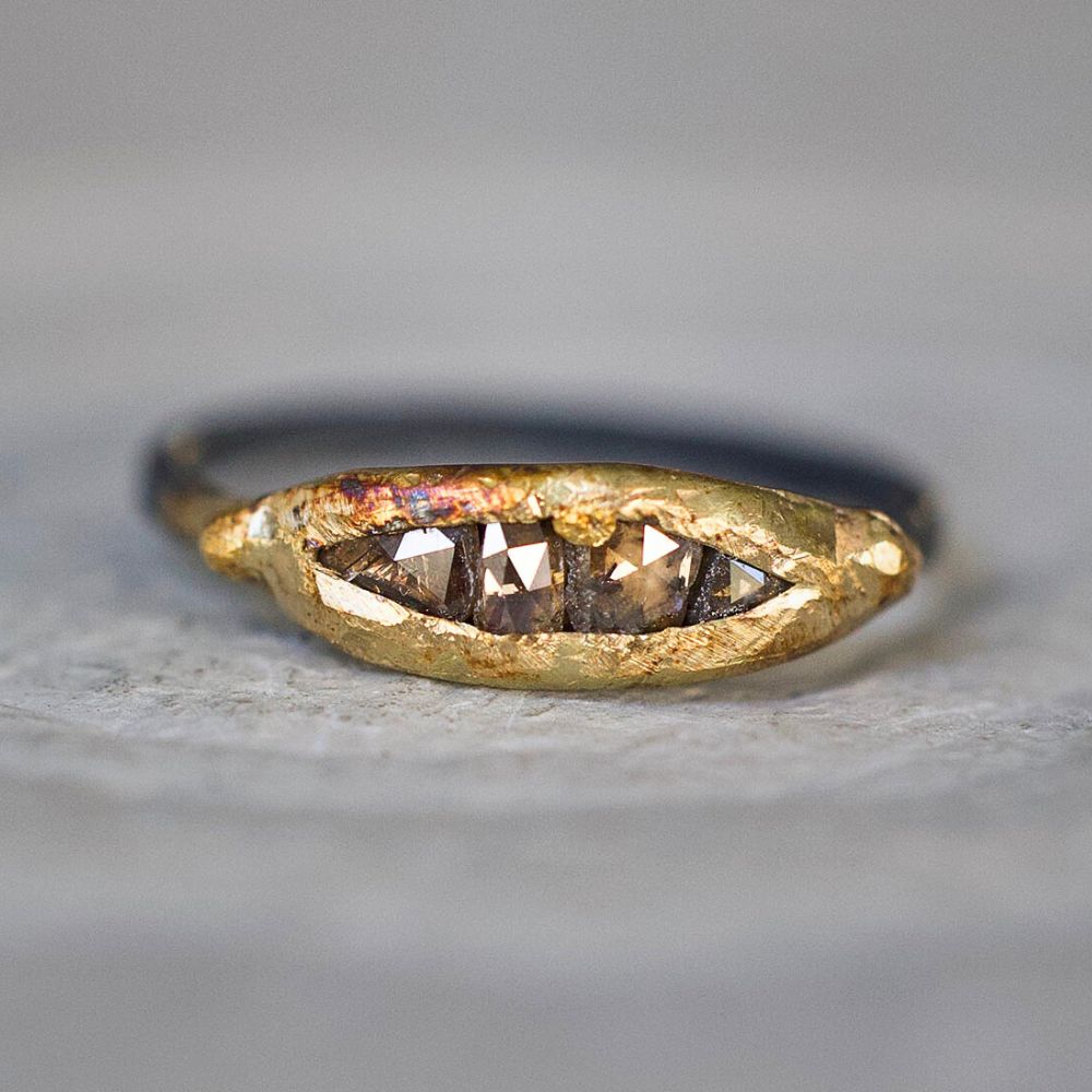 Cognac Rose Cut Diamond Band