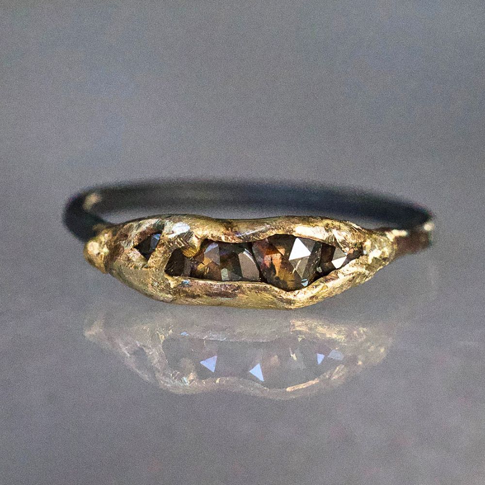 Cognac Rose Cut Diamond Band  03