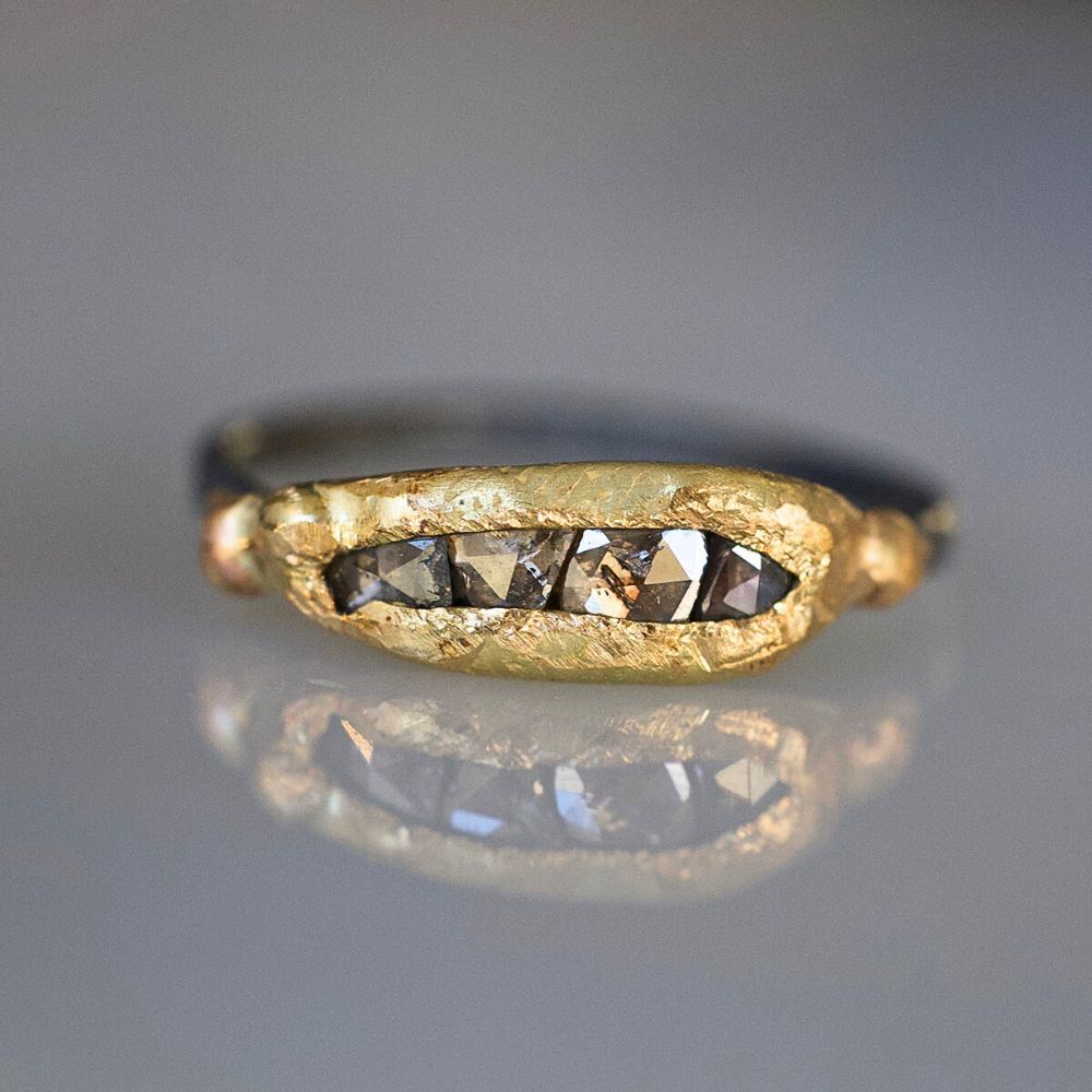 Cognac Rose Cut Diamond Band