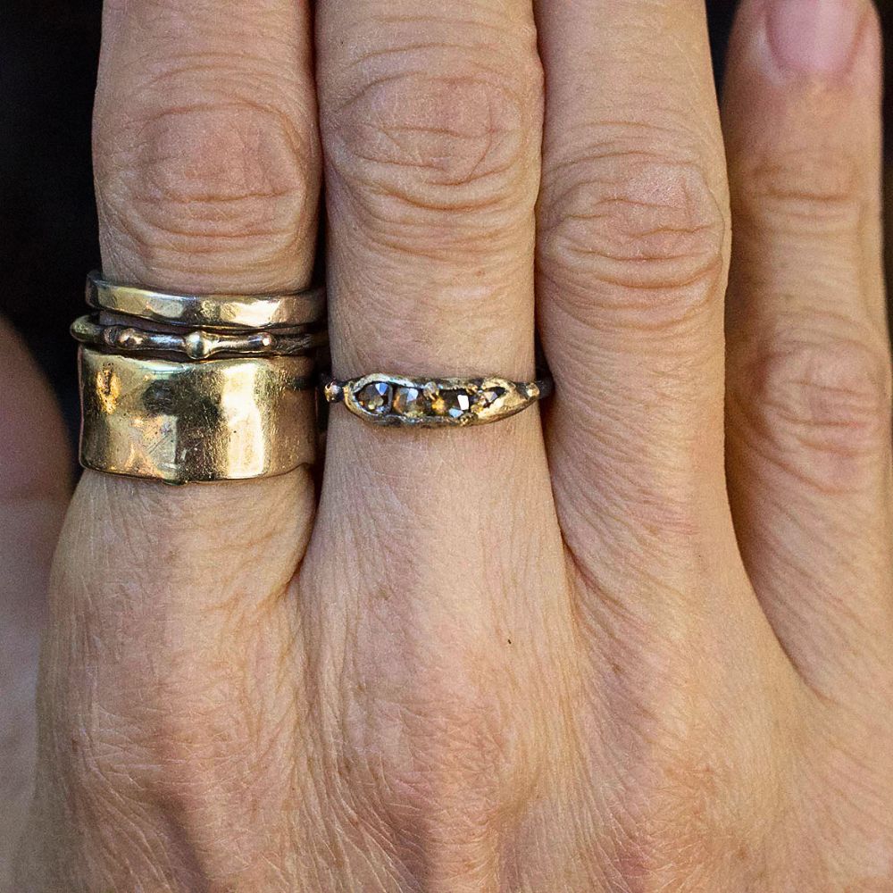 Cognac Rose Cut Diamond Band  04