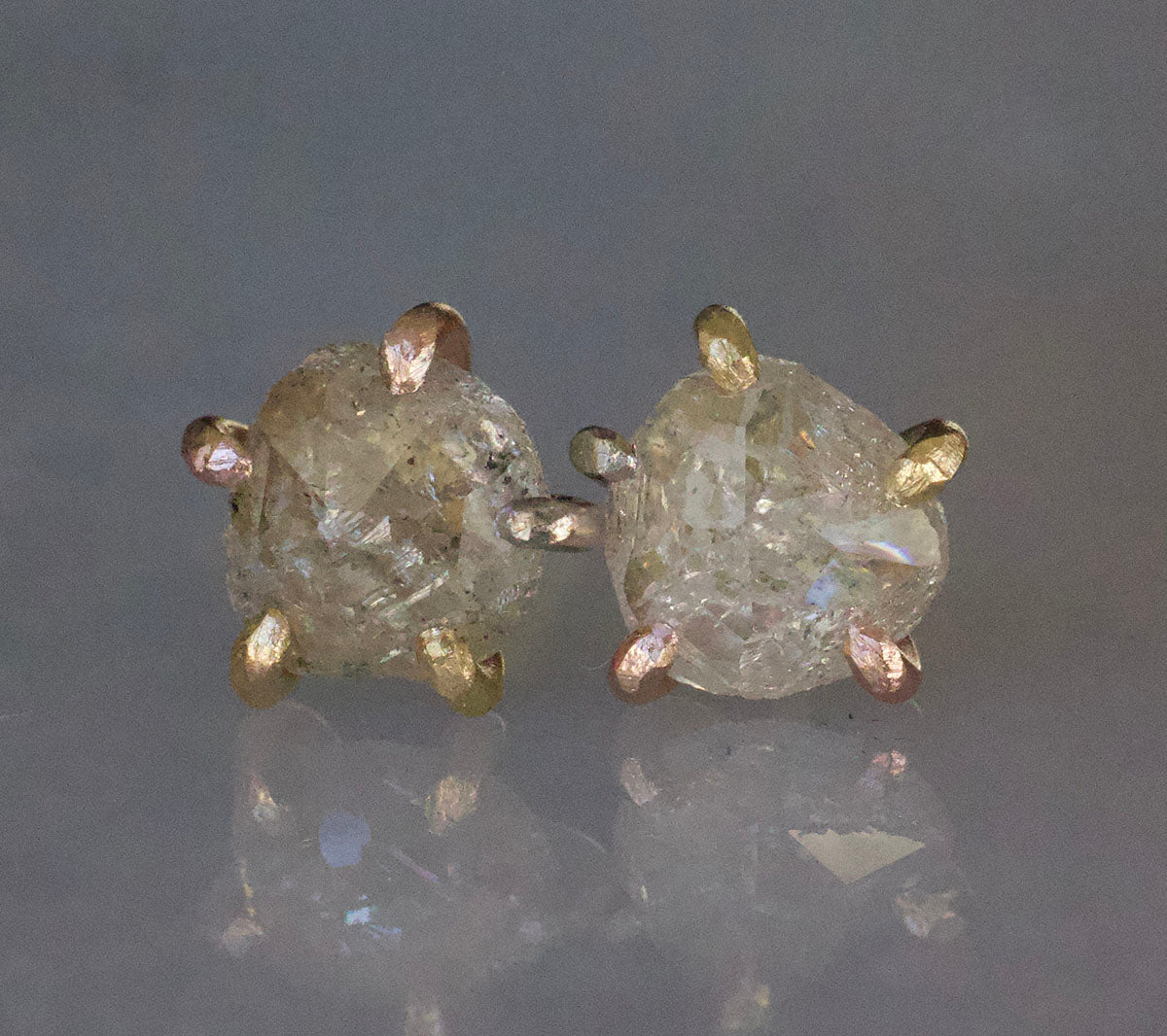 Canadian 2.38ct Rough Cut Diamond Studs