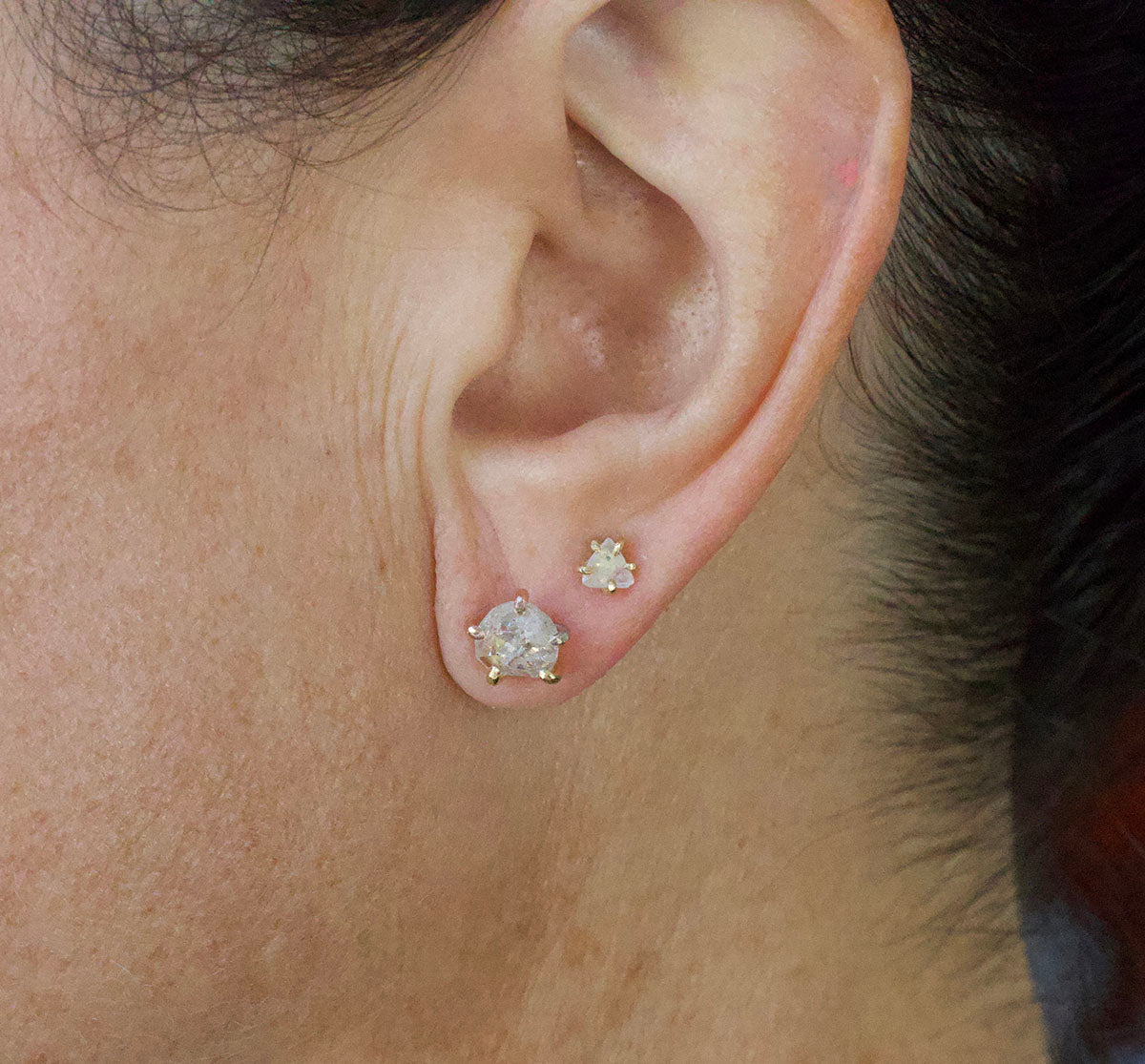 Canadian 2.38ct Rough Cut Diamond Studs