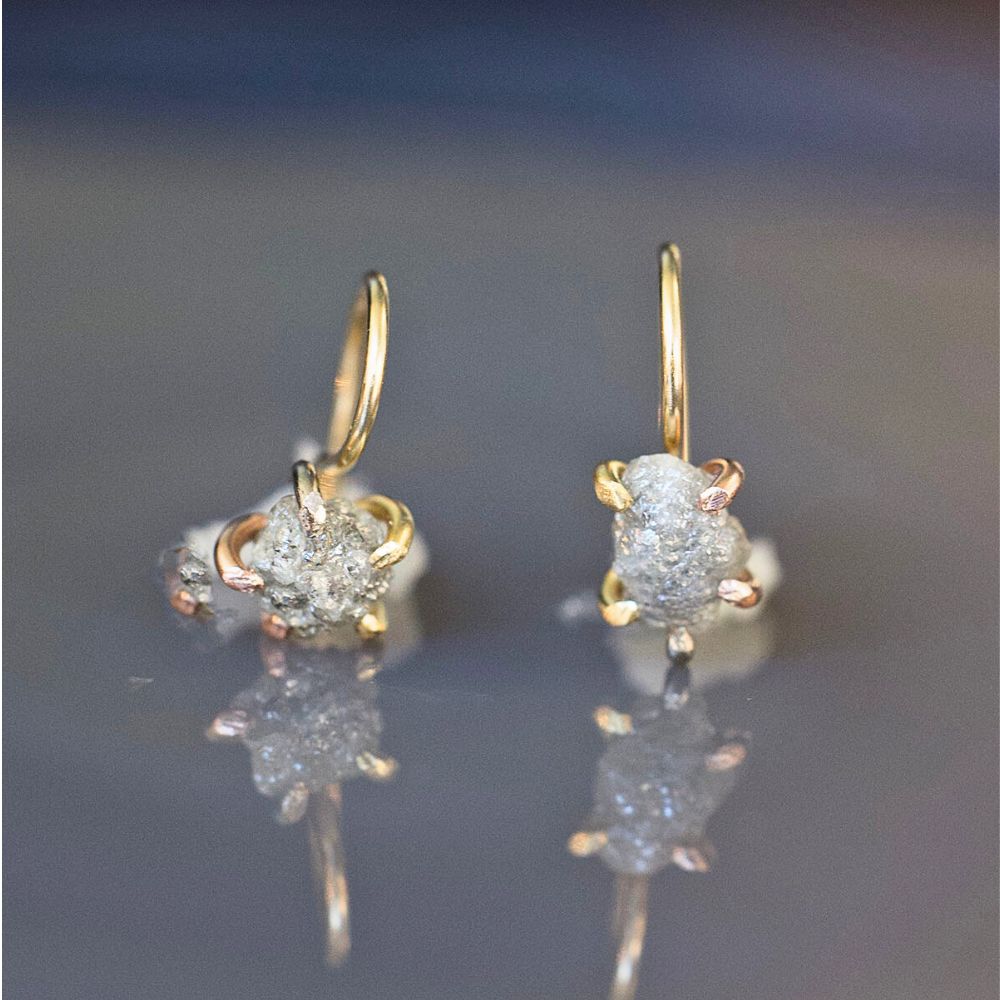 Rough Diamond Hook Earrings