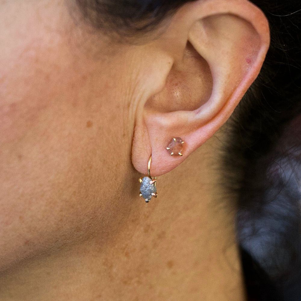 Rough Diamond Hook Earrings