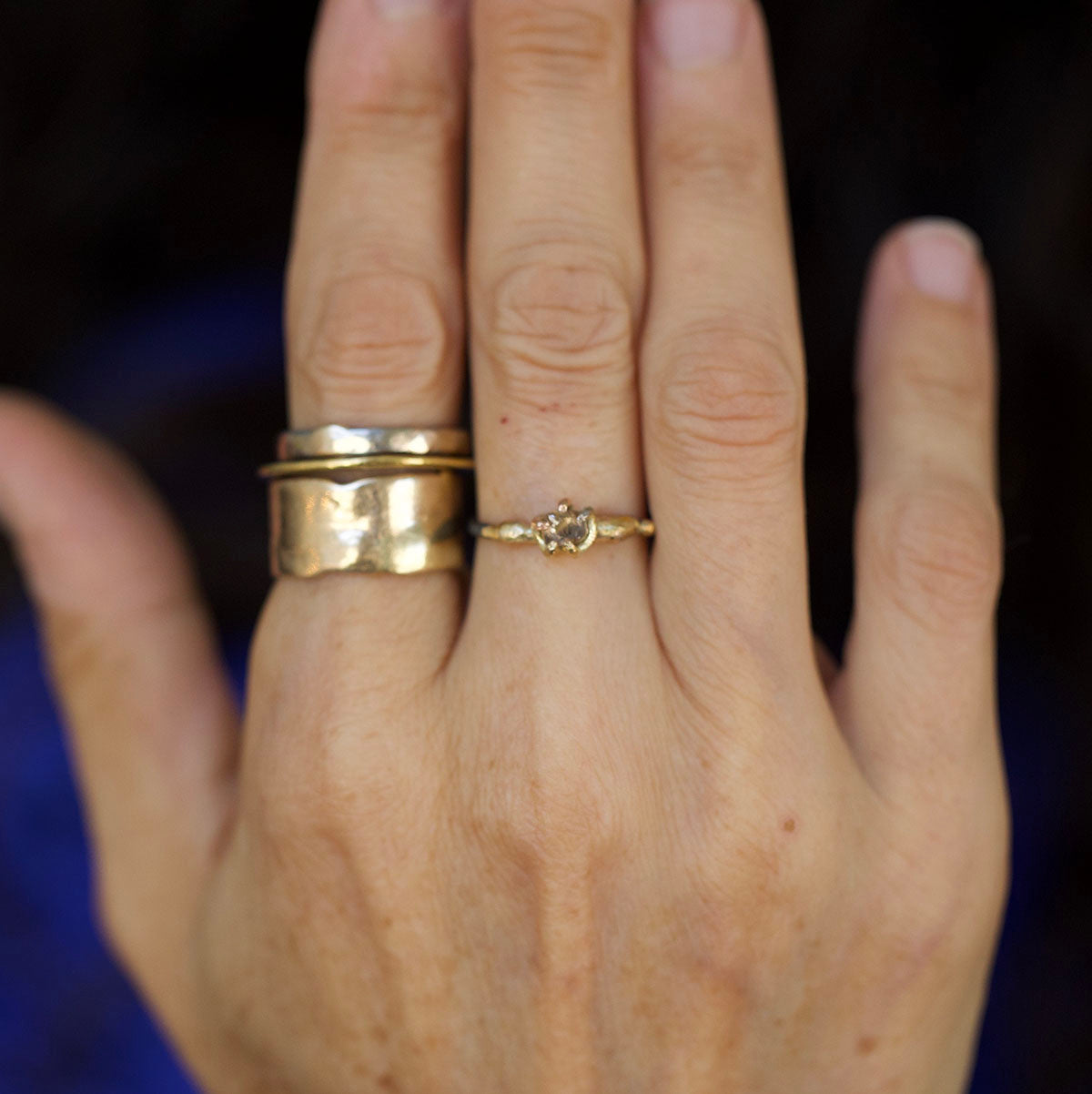 Cognac Rough 0.50CT Diamond Ring
