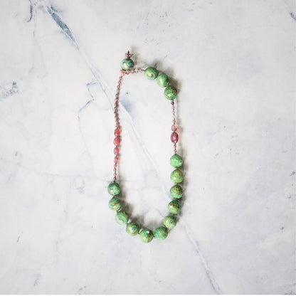 Ruby and Ruby Fuchsite Lariat 16 Inches