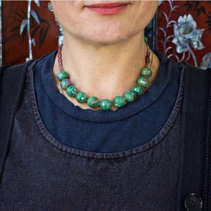 Ruby and Ruby Fuchsite Lariat 16 Inches