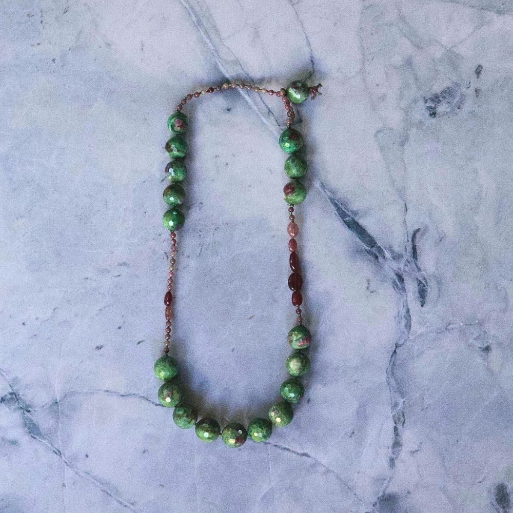 Ruby and Ruby Fuchsite Lariat 20.Inches