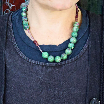 Ruby and Ruby Fuchsite Lariat 20.Inches