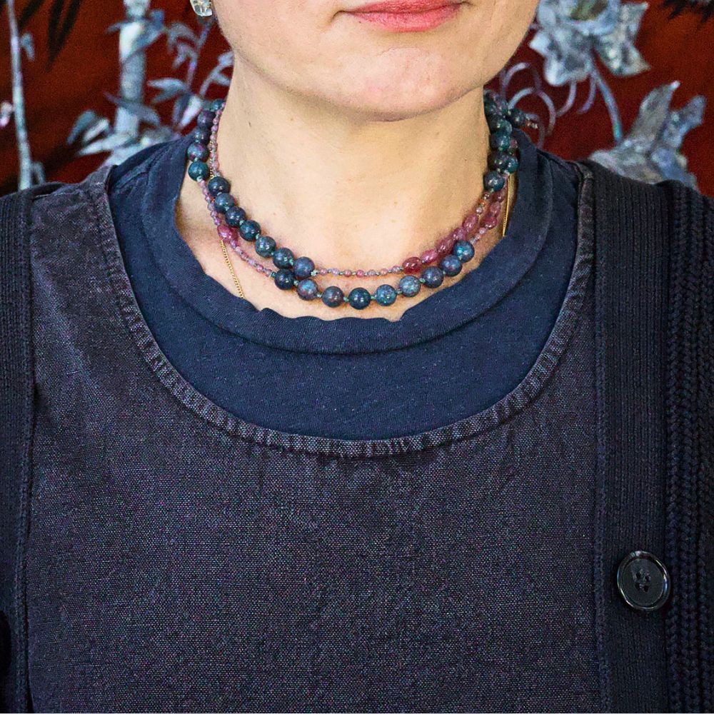 Ruby and Ruby Kyanite Lariat 32 Inches