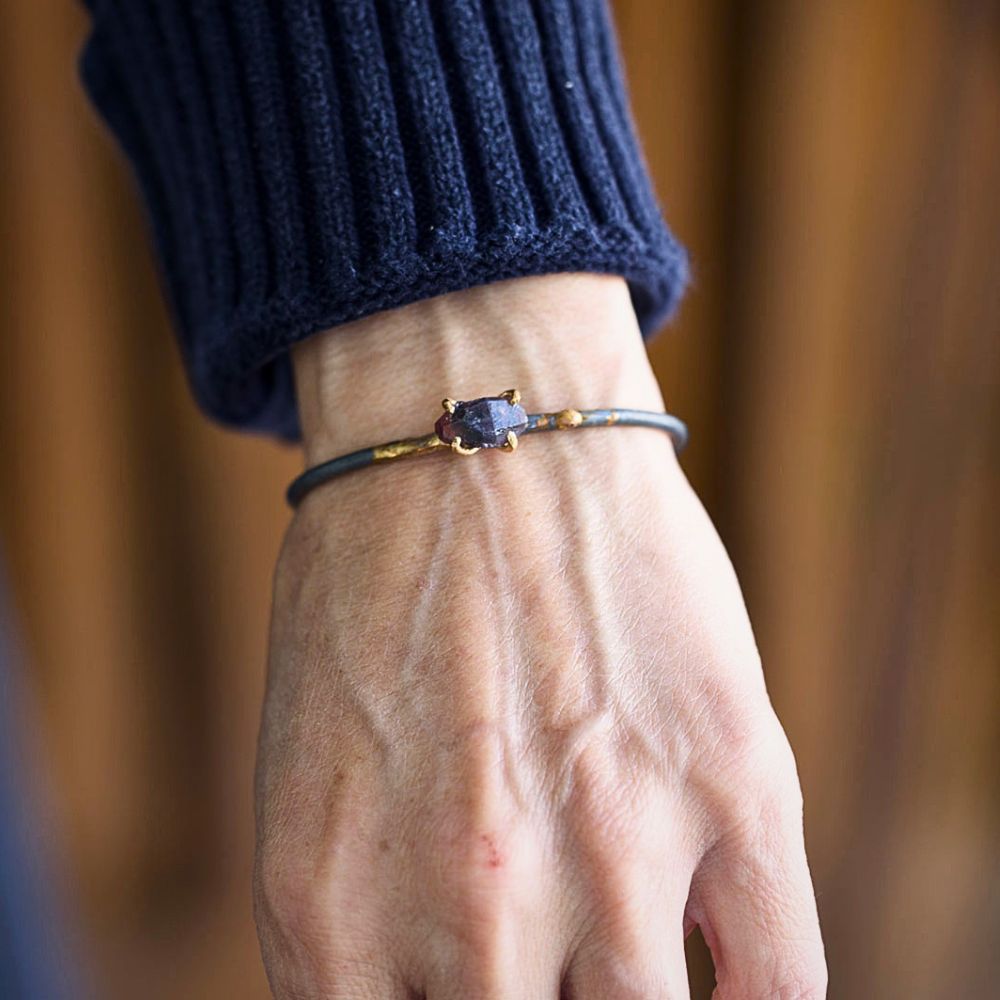 Ruby with Blue Inclusions Cuff
