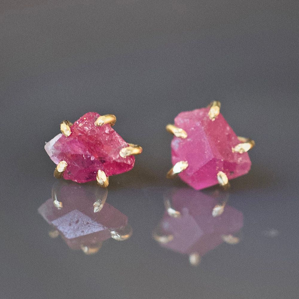 Unheated Tanzanian Ruby Extra Small Stone Studs