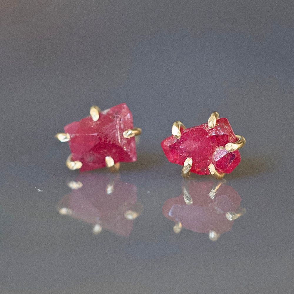 Unheated Tanzanian Ruby Extra Small Stone Studs