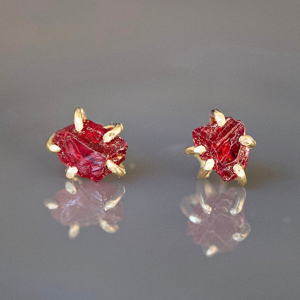 Unheated Tanzanian Exceptional Ruby Extra Small Stone Studs