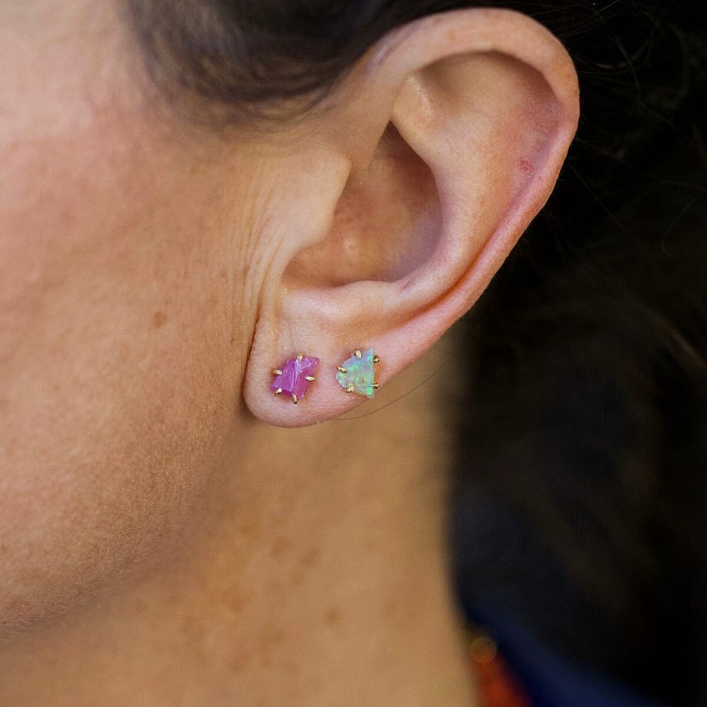 Unheated Tanzanian Ruby Small Stone Studs