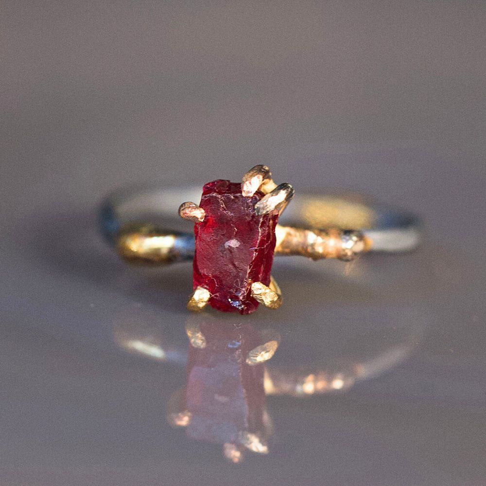 Unheated Tanzanian Exceptional Ruby Small Stone Ring
