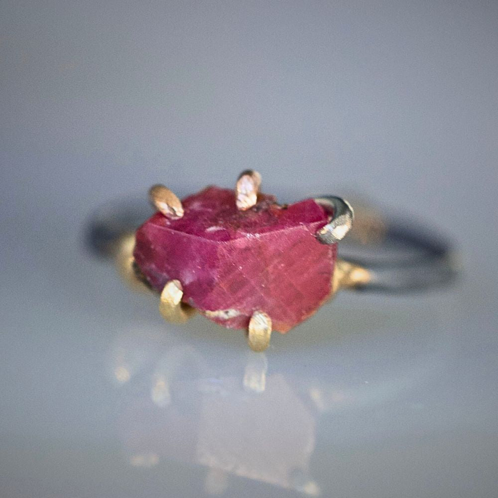 Unheated Tanzanian Ruby Small Stone Ring