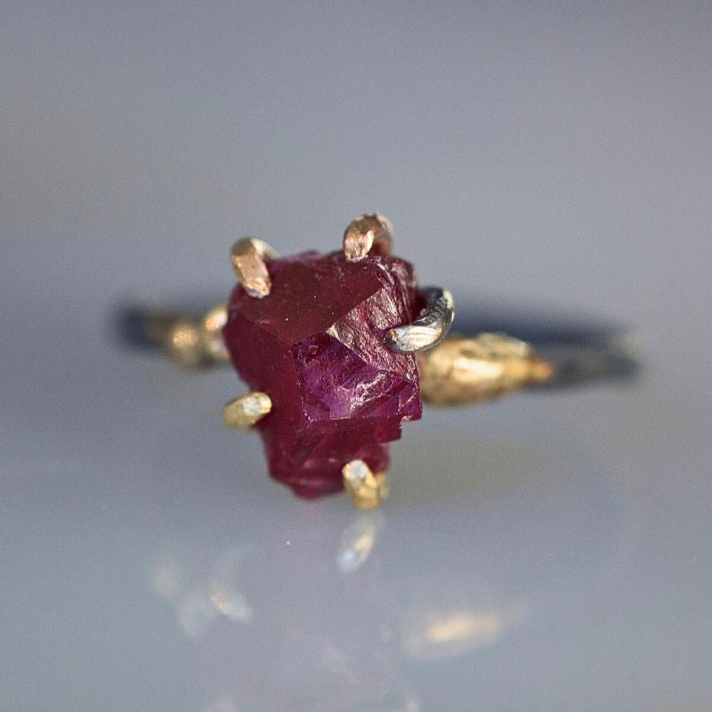 Unheated Tanzanian Ruby Small Stone Ring