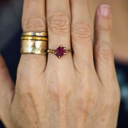 Unheated Tanzanian Ruby Small Stone Ring