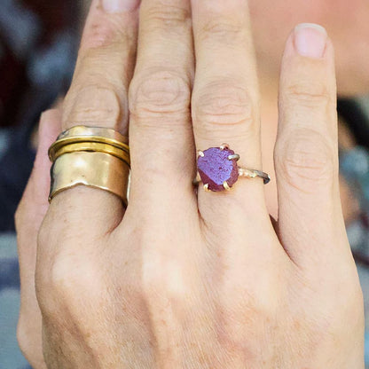 Ruby Medium Stone Ring on a Palladium and Gold Band