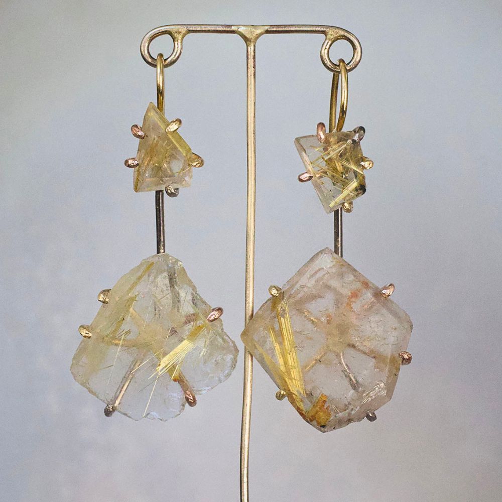 Rutilated Quartz Day to Night Earrings