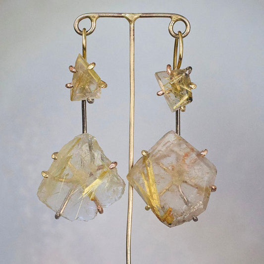 Rutilated Quartz Day to Night Earrings