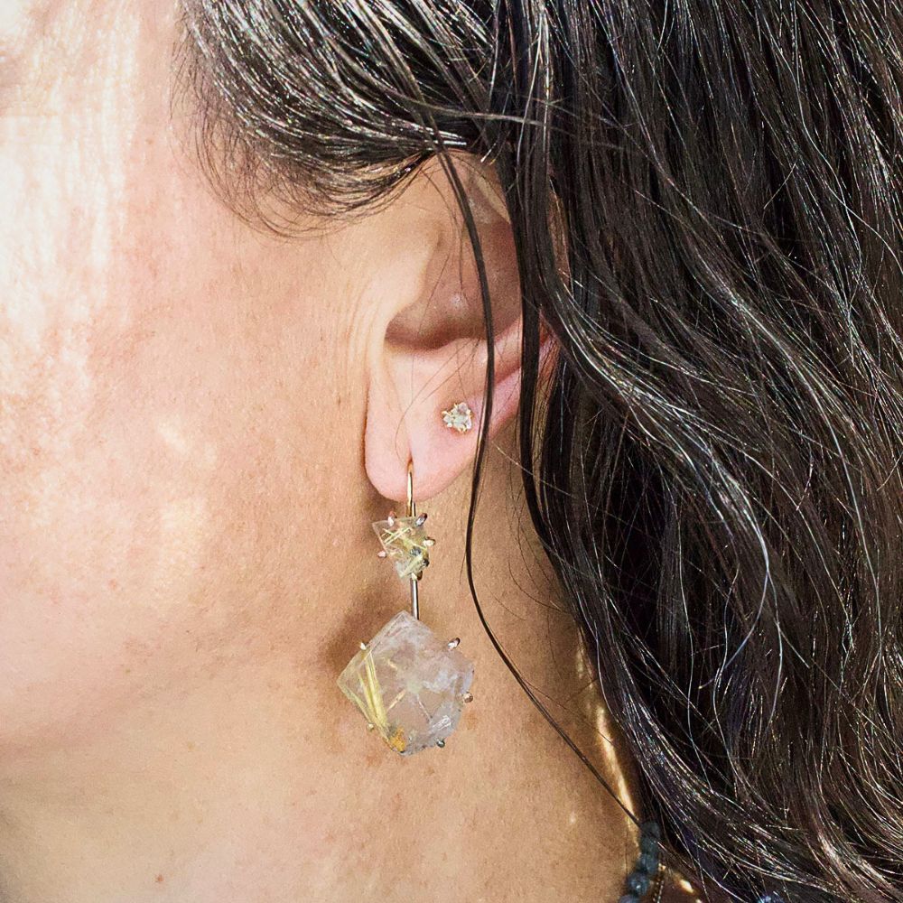 Rutilated Quartz Day to Night Earrings