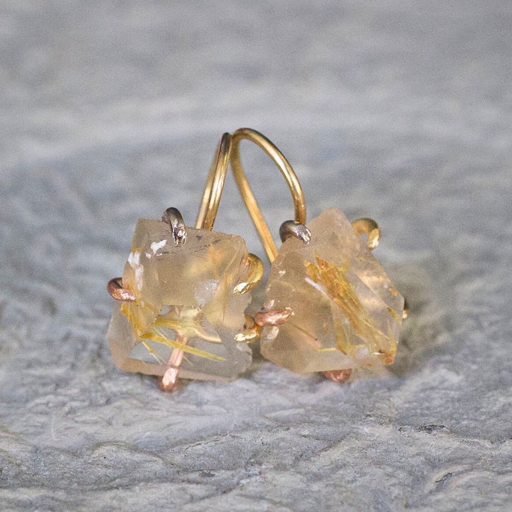 Rutilated Quartz Hook Earrings