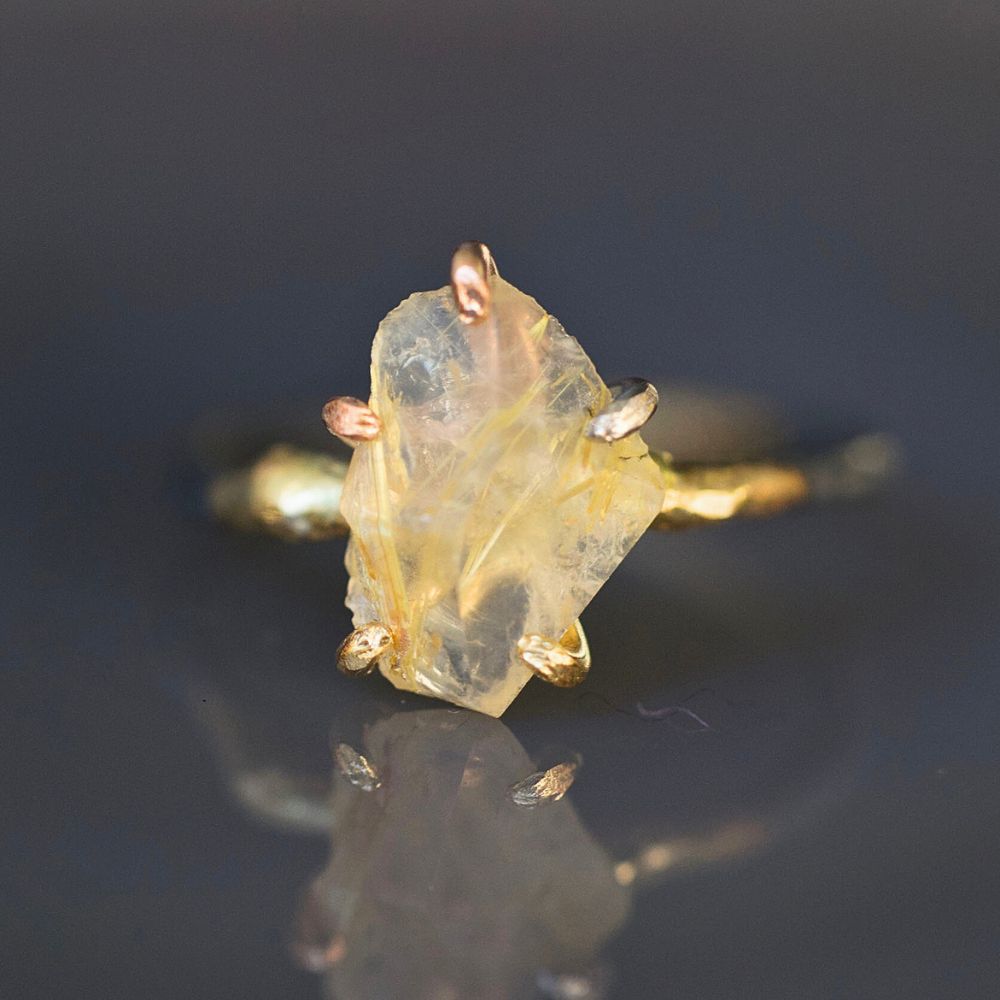 Rutilated Quartz Small Stone Ring