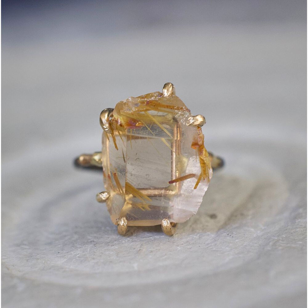 Rutilated Quartz Large Stone Ring